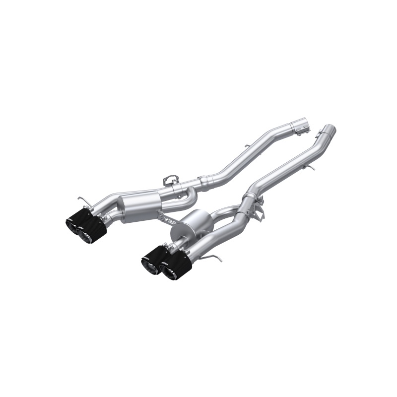 BMW M3 Performance Exhaust - Rear - MBRP - Armor Pro Axle-Back, Quad Rear Exit, 3 in. T304 Stainless Steel with 4.5 in. Carbon Fiber Tips, retains factory active exhaust - Carbon Fiber - `21-`27