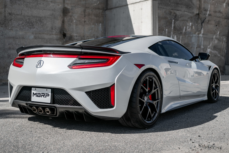 Acura NSX Performance Exhaust - Dual Split Rear Exit - MBRP - Cat Back, T304 Stainless Steel, Carbon Fiber Tips, Triple Rear Exit, Valve Delete - `17-`27