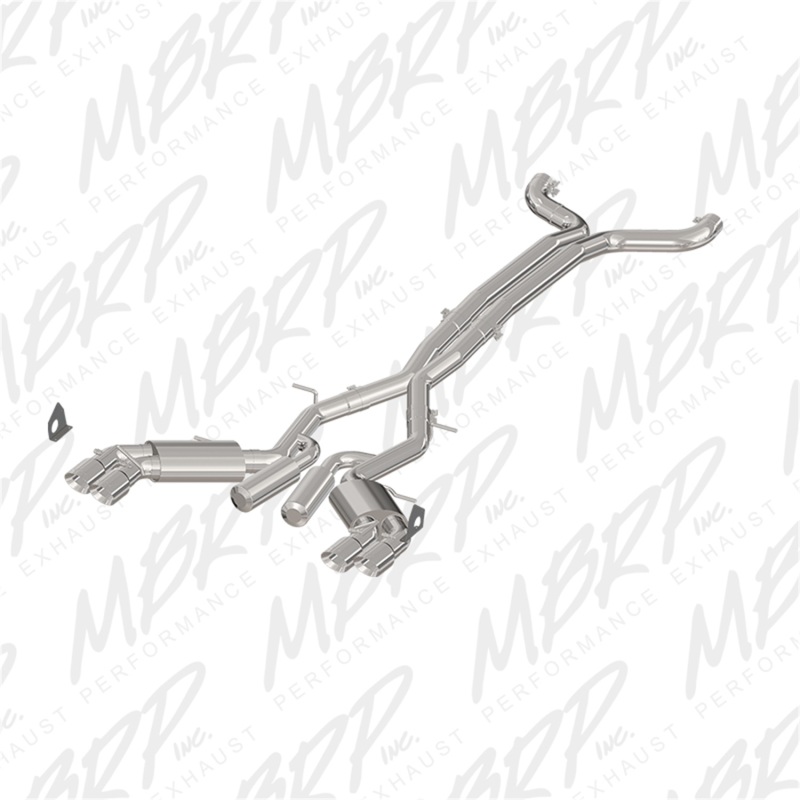 Chevrolet Camaro Performance Exhaust - MBRP - Cat Back, Dual Rear Exit, Quad Tip, Street Version, T409 Stainless Steel - `16-`27