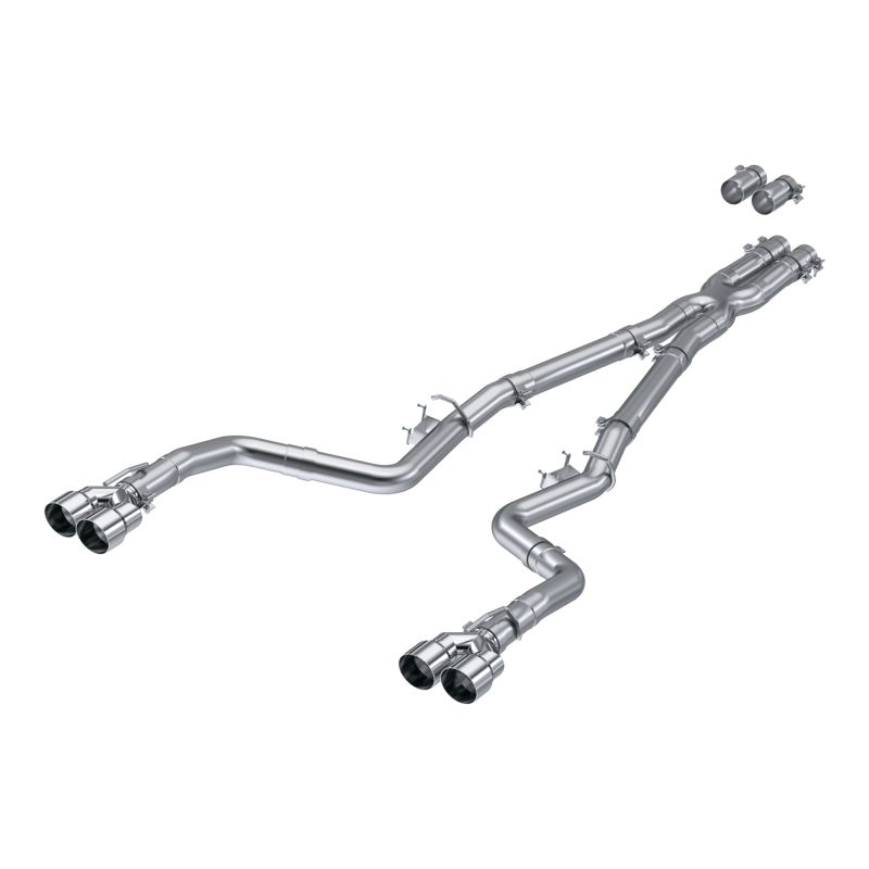 Dodge Challenger Performance Exhaust - Rear - MBRP - Armor Lite Cat Back, Quad Tips, Race Version, Aluminized Steel - `15-`27