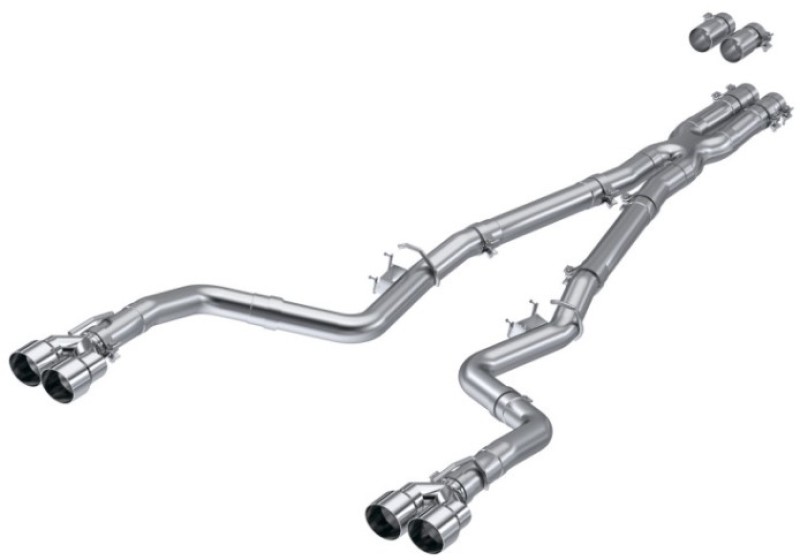 Dodge Challenger Performance Exhaust - Rear - MBRP - Armor Lite Cat Back, Quad Tips, Race Version, Aluminized Steel - `15-`27