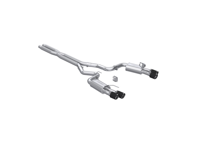 Ford Mustang Performance Exhaust - Rear - MBRP - Armor Pro 3in Cat Back Dual Rear Exit, Quad Carbon Fiber Tips - Carbon Fiber - `24-`27