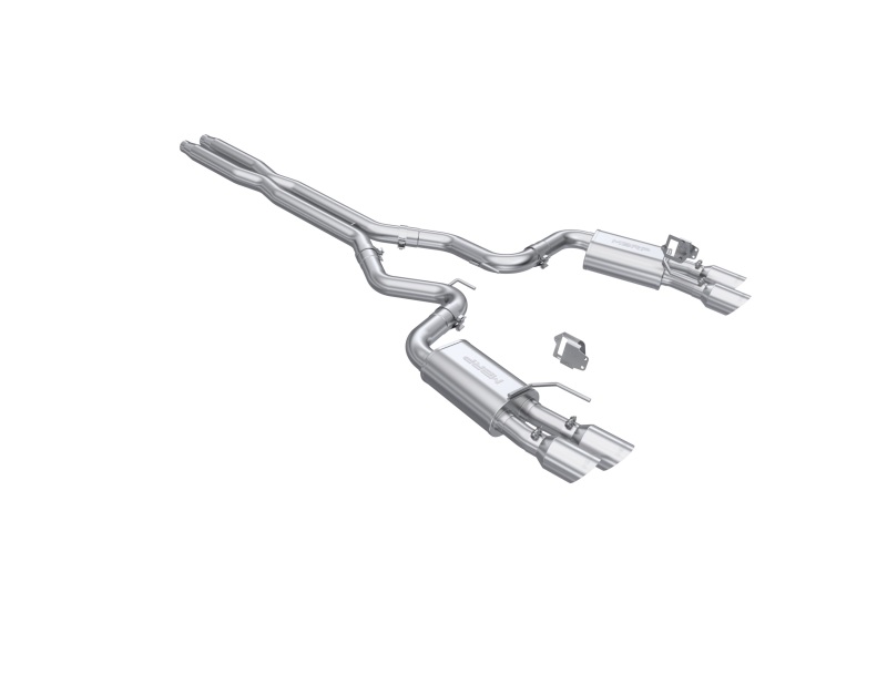 Ford Mustang Performance Exhaust - Dual Rear Exit - MBRP - Cat Back, Armor Lite, Street Version, Quad Tips - Stainless Steel Tips - `24-`27