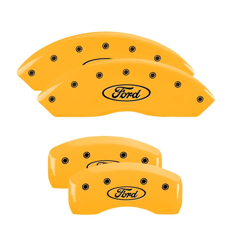 Ford Transit Connect Caliper Covers - Front + Rear - MGP - Oval Logo - Yellow - `14-`17