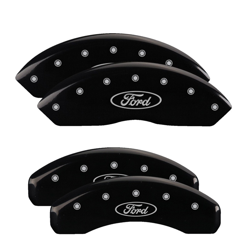 Ford Edge Caliper Covers - Front + Rear - MGP - Oval logo/Ford, Black powder coat finish, silver characters - Black - `11-`14