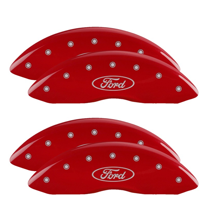 Ford F-250 Caliper Covers - Front + Rear - MGP - Oval Logo - Red - `08-`12