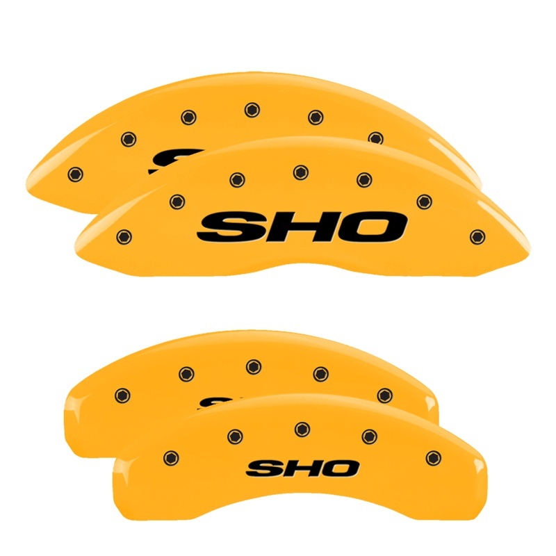 Ford Taurus Caliper Covers - Front + Rear - MGP - Engraved SHO - Yellow - `10-`12