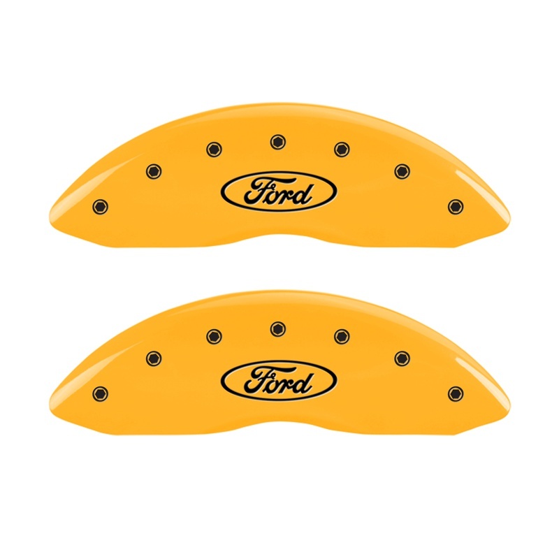 Ford E-150 Caliper Covers - Front - MGP - 2 Logo Engraved Front Oval - Yellow - `97-`02