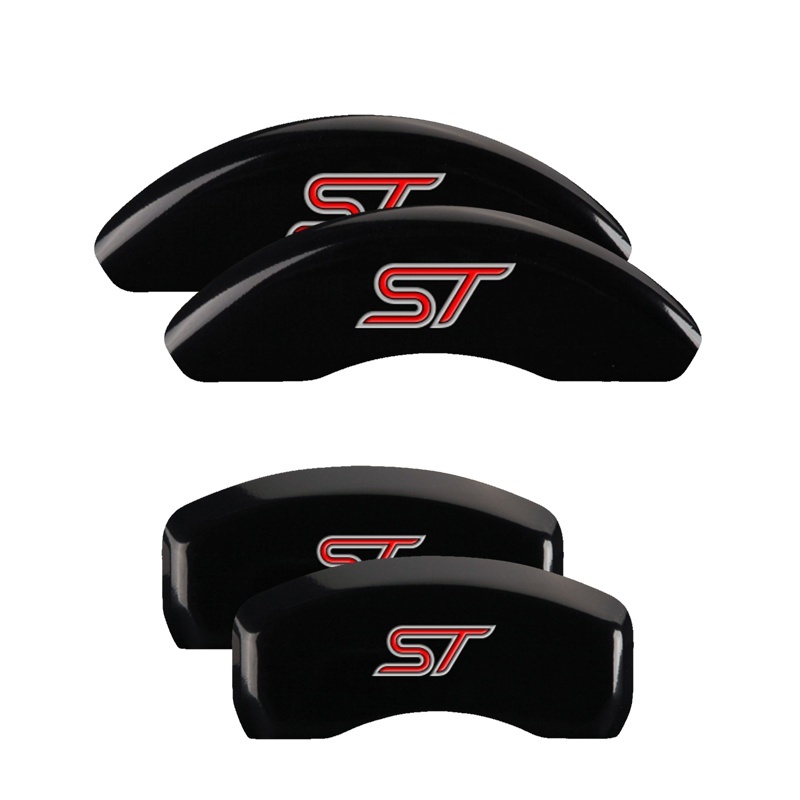 Ford Fiesta Caliper Covers - Front + Rear - MGP - 4 Logo, Engraved, No bolts/ST - Black - `14-`17