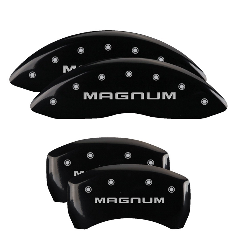 Dodge Magnum Caliper Covers - Front + Rear - MGP - 4 Logo Magnum - Black - `05-`10