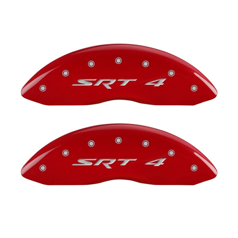Dodge Caliber Caliper Covers - Front - MGP - SRT4, Red powder coat finish, silver characters - Red - `07-`12