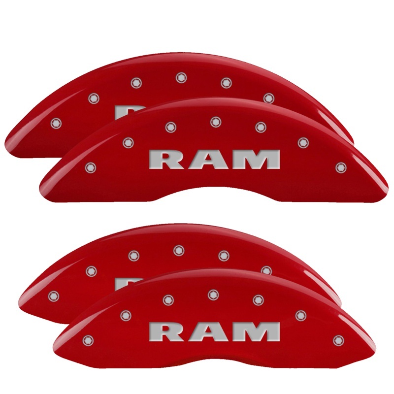 Dodge Ram Caliper Covers - Front + Rear - MGP - Engraved RAM, Red finish - Red - 2010