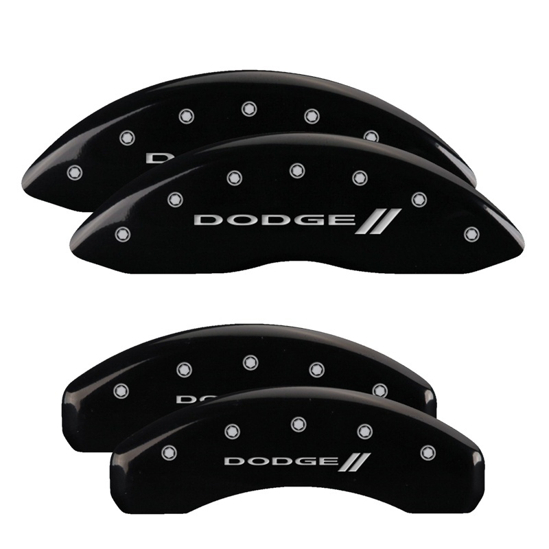 Dodge Ram Caliper Covers - Front + Rear - MGP - Engraved with stripes/Dodge - Black - `02-`06