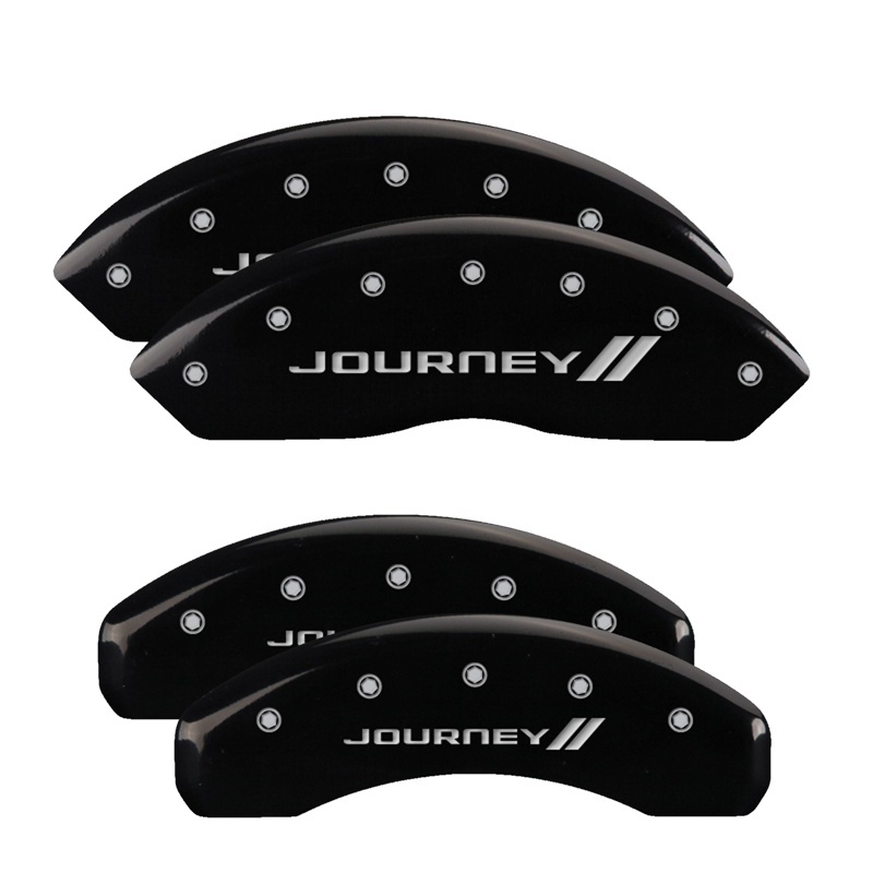 Dodge Grand Caliper Covers - Front + Rear - MGP - With stripes/Journey - Black - `11-`19