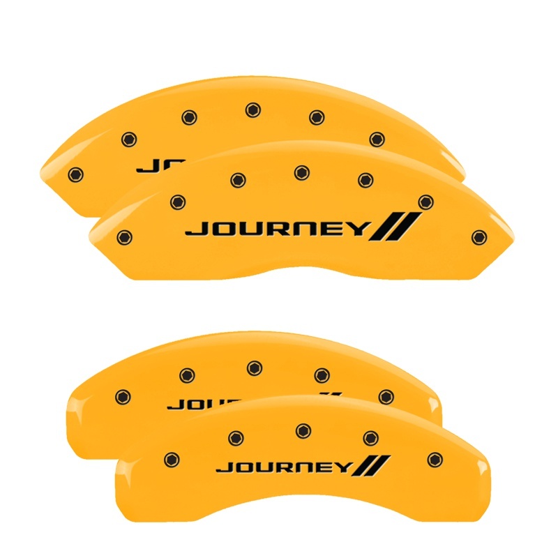 Dodge Grand Caliper Covers - Front + Rear - MGP - Engraved with stripes/Journey - Yellow - `11-`19