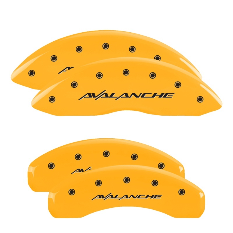 Chevrolet Avalanche Caliper Covers - Front + Rear - MGP - Engraved Avalanche - Yellow - `07-`14