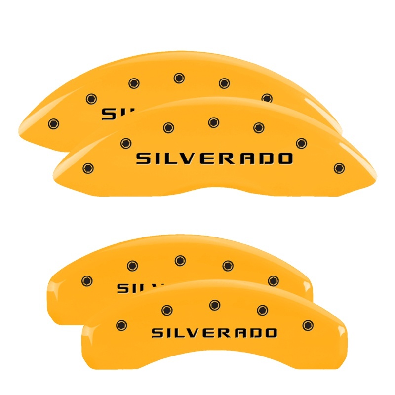 Chevrolet Avalanche Caliper Covers - Front + Rear - MGP - 4 Logo - Yellow - `07-`14