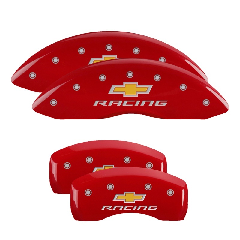 Chevrolet Impala Caliper Covers - Front + Rear - MGP - Chevy Racing Engraved - Red - `10-`13