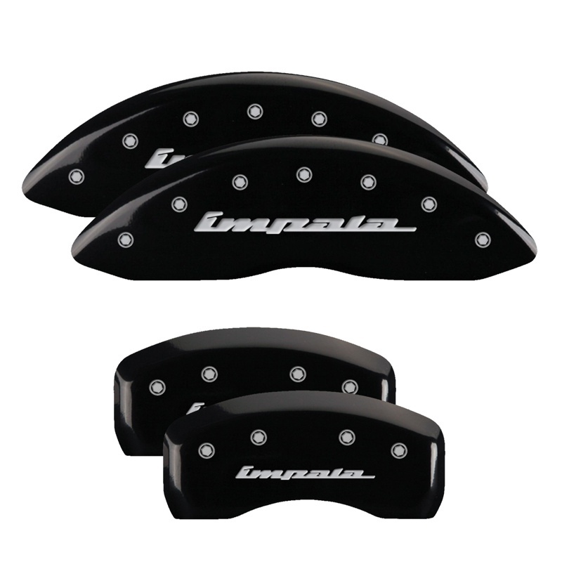 Chevrolet Impala Caliper Covers - Front + Rear - MGP - Engraved - Black - `10-`13