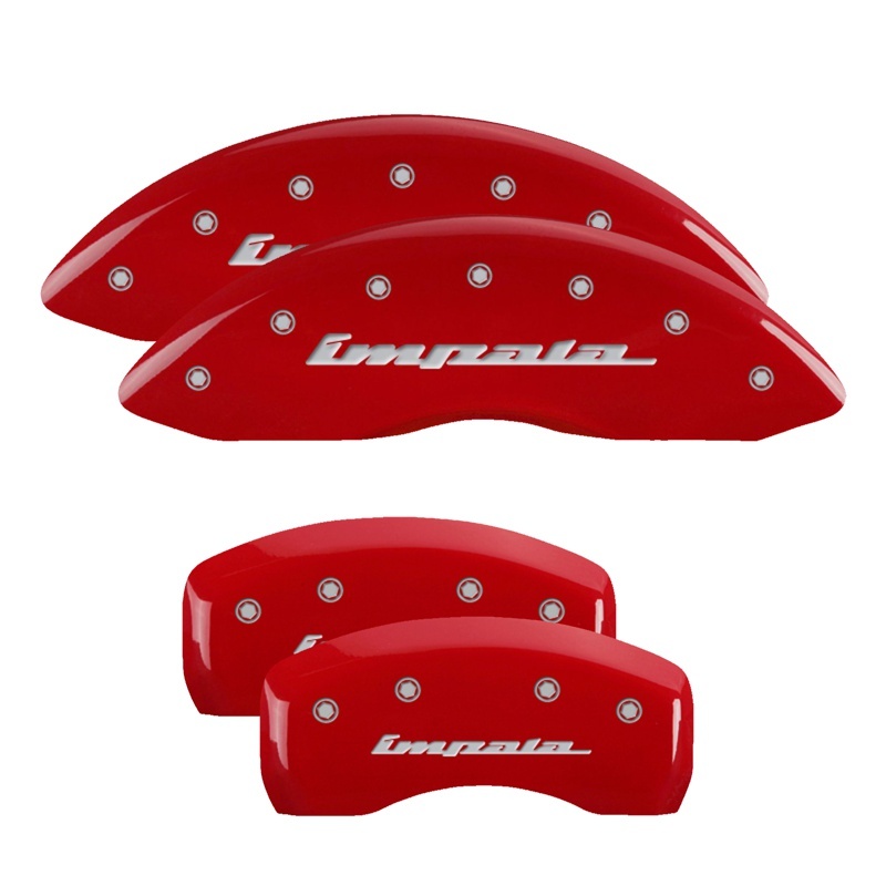 Chevrolet Impala Caliper Covers - Front + Rear - MGP - Engraved Impala - Red - `10-`13