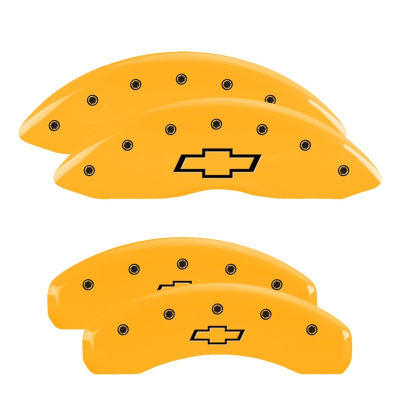 Chevrolet Express Caliper Covers - Front + Rear - MGP - 4 Logo, Bowtie - Yellow - `09-`14
