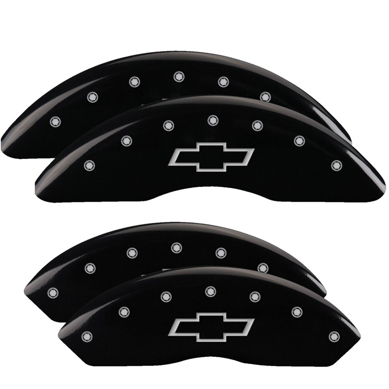 Chevrolet Express Caliper Covers - Front & Rear - MGP - Engraved Bowtie - Black powder coat finish - `09-`17