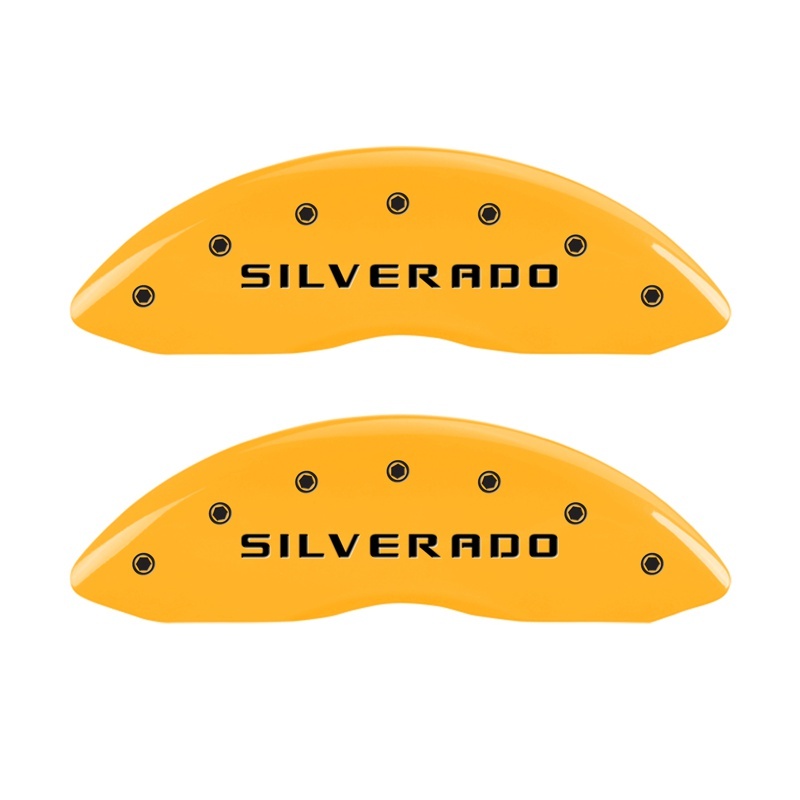 Chevrolet Silverado Caliper Covers - Front - MGP - Engraved Silverado - Yellow - `07-`13