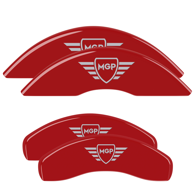 Chevrolet Equinox Caliper Covers - Front + Rear - MGP - Engraved, Silver Characters - Red - `10-`17