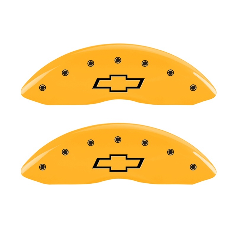 Chevrolet Colorado Caliper Covers - Front - MGP - 2 Logo, Engraved Front Bowtie - Yellow - `04-`12