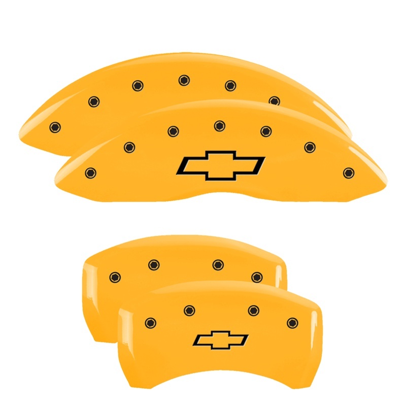 Chevrolet SS Caliper Covers - Front + Rear - MGP - Bowtie Engraved - Yellow - `14-`15