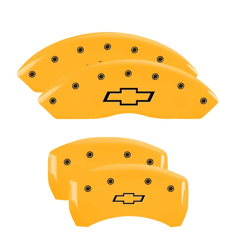 Chevrolet Colorado Caliper Covers - Front + Rear - MGP - Engraved Front and Rear: Bowtie - Yellow - `19-`20
