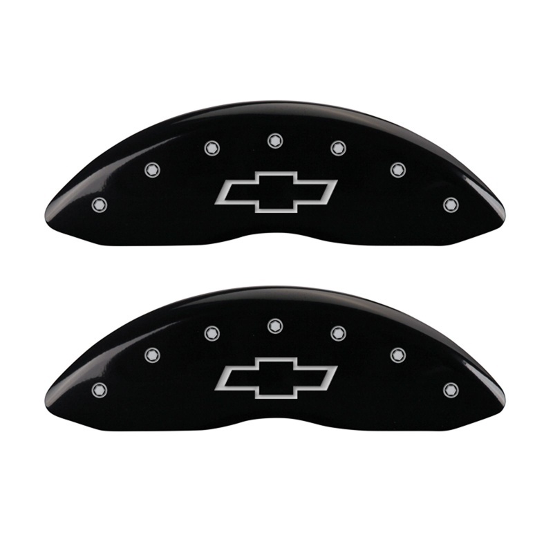 Chevrolet Silverado Caliper Covers - Front - MGP - Engraved Front Bowtie - Black - `05-`07