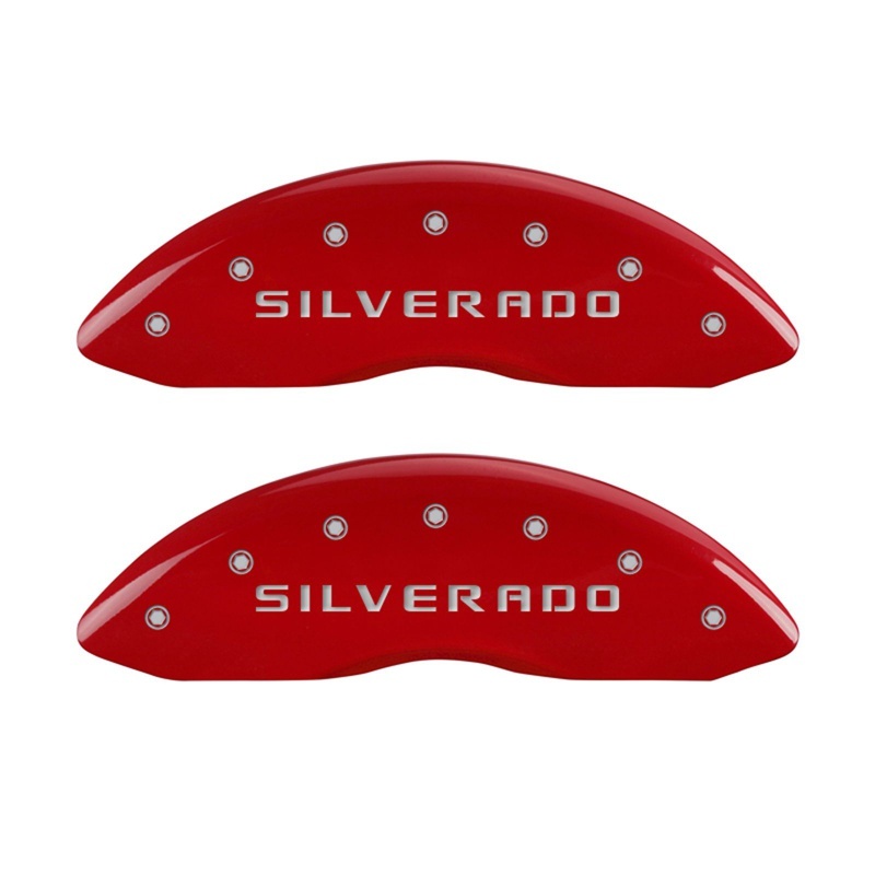 Chevrolet Silverado Caliper Covers - Front - MGP - Engraved Front Silverado - Red - `05-`07