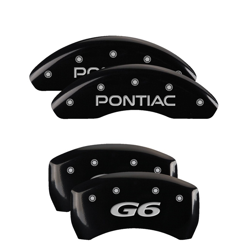 Pontiac G6 Caliper Covers - Front + Rear - MGP - Engraved Front: Pontiac - Engraved Rear: G6 - Black - `05-`10