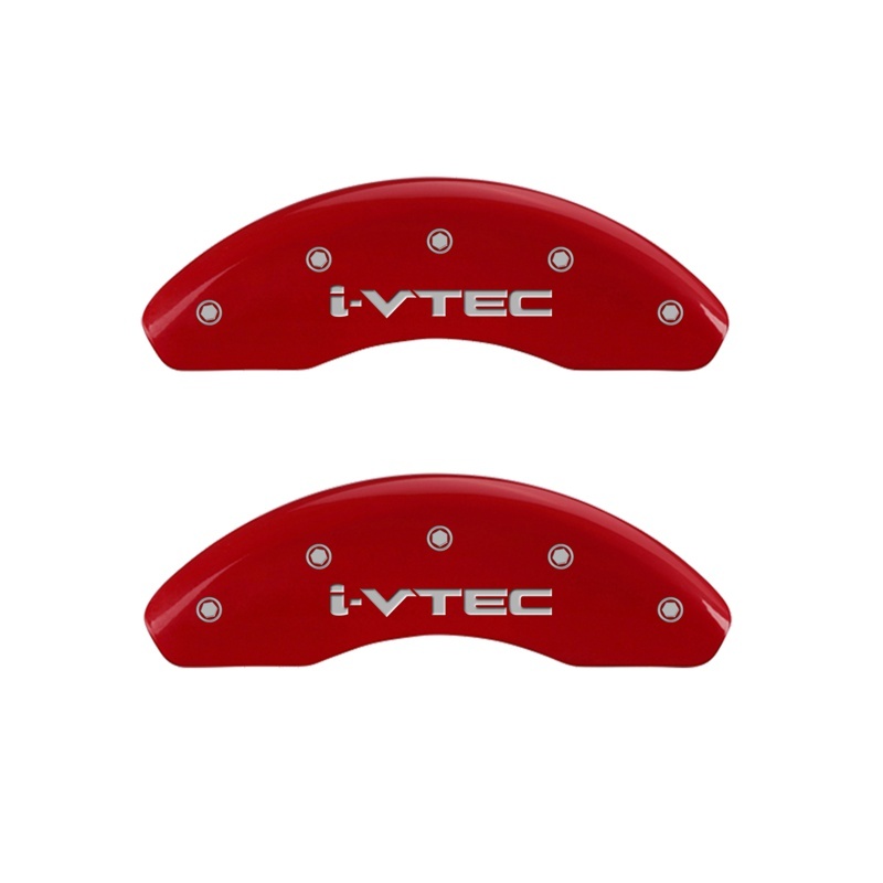 Honda Civic Caliper Covers - Front - MGP - 2 Logo, Engraved Front i-Vtec, Powder Coat Finish - Red - `12-`15