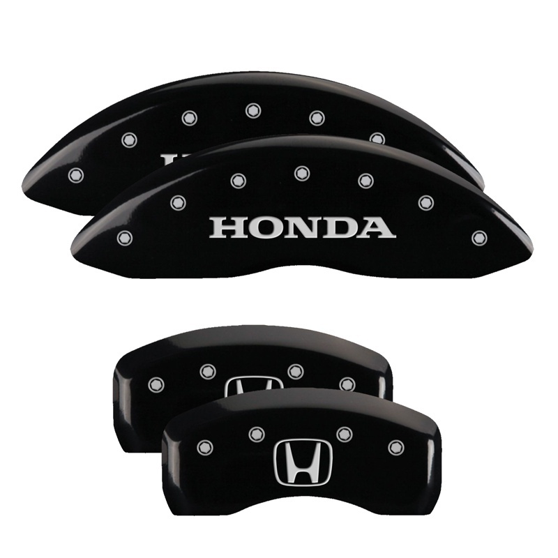 Honda Pilot Caliper Covers - Front + Rear - MGP - Engraved Honda Front + H Logo Rear - Black - `09-`23