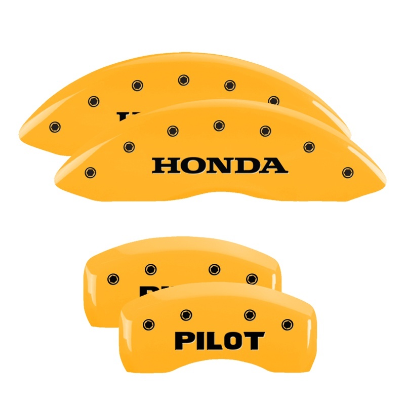 Honda Pilot Caliper Covers - Front + Rear - MGP - Engraved Front Honda - Engraved Rear Pilot/2015 - Yellow - `09-`23