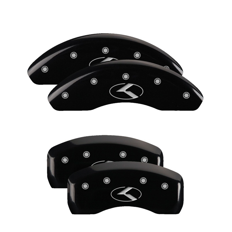 Kia Optima Caliper Covers - Front + Rear - MGP - Engraved Circle K/Kia - Black with Silver Characters - `11-`15