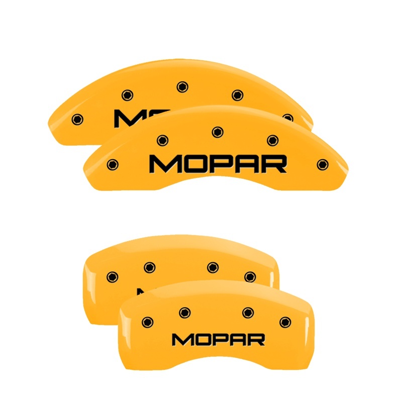 Chrysler Town Caliper Covers - Front + Rear - MGP - Engraved MOPAR - Yellow - `08-`16