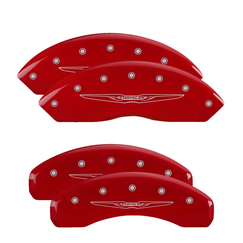 Chrysler Town Caliper Covers - Front + Rear - MGP - Engraved Style 2/Chrysler Wing - Red - `11-`16