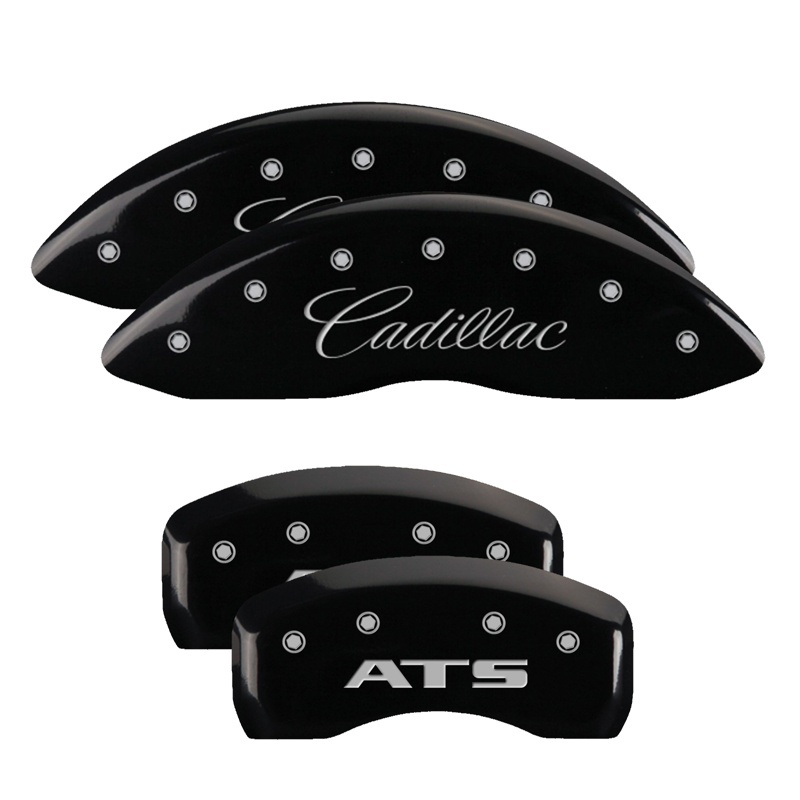 Cadillac ATS Caliper Covers - Front + Rear - MGP - Engraved Front: Cadillac - Engraved Rear: ATS - Black - `13-`18