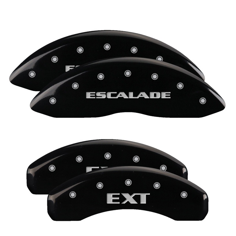 Cadillac Escalade Caliper Covers - Front + Rear - MGP - Engraved Front: Escalade - Engraved Rear: EXT - Black - `07-`20
