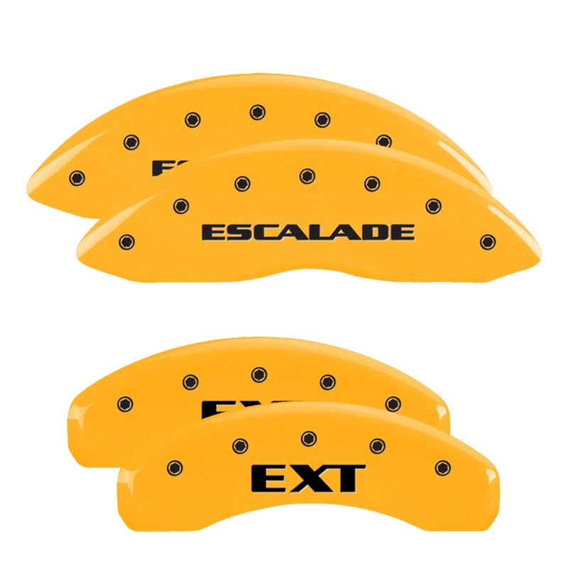 Cadillac Escalade Caliper Covers - Front + Rear - MGP - Engraved Front Escalade, Engraved Rear EXT - Yellow - `07-`20
