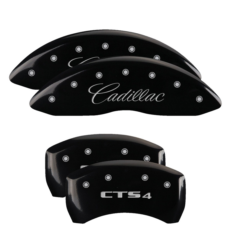 Cadillac CTS Caliper Covers - MGP - Engraved Front: Cursive/Cadillac, Engraved Rear: CTS4 - Black - `13-`17
