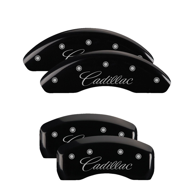 Cadillac ATS Caliper Covers - Front + Rear - MGP - Cursive/Cadillac Engraved - Black - `13-`16