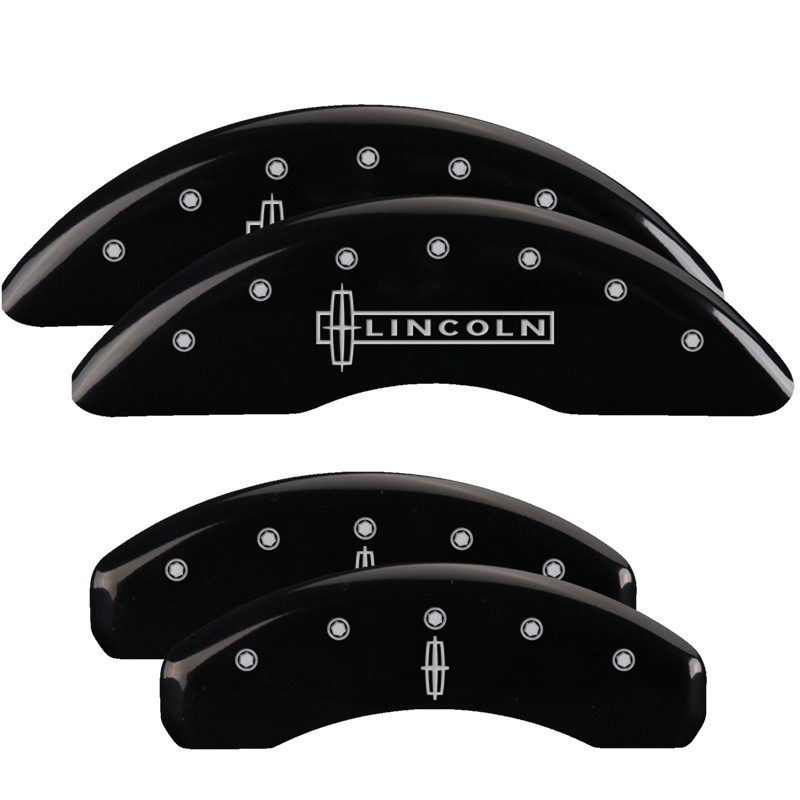 Lincoln Navigator Caliper Covers - Front + Rear - MGP - Engraved Front: Lincoln, Engraved Rear: Star logo - Black - `07-`09