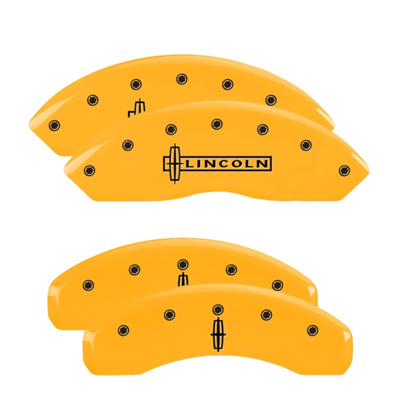 Lincoln Navigator Caliper Covers - MGP - 4 Logo Engraved Fr Lincoln Rr Star - Yellow - `98-`02