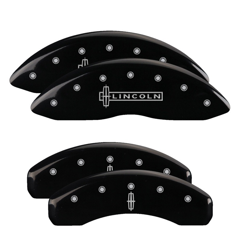 Lincoln MKT Caliper Covers - Front + Rear - MGP - Engraved Front: Lincoln - Engraved Rear: Star logo - Black - `11-`16