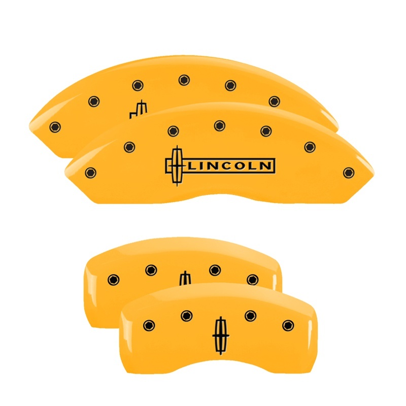 Lincoln MKZ Caliper Covers - MGP - Engraved Front: Lincoln - Engraved Rear: Star logo - Yellow - 2020