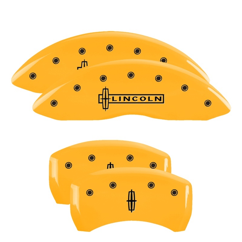 Lincoln MKS Caliper Covers - Front + Rear - MGP - 4 Logo - Yellow - `13-`16